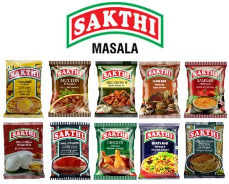 Sakthi Masala Combo 50g (Pack of 10) Turmeric powder, Chilli powder, Sambar masala, Idli Chilli powder, Coriander powder, Garam masala, Chicken masala, Mutton masala, Chicken 65 masala, Biriyani masala