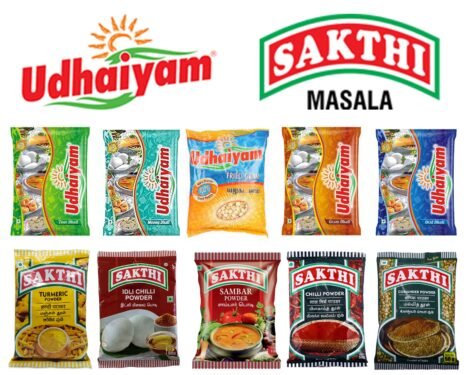 Sakthi Masala 50g & Udhaiyam 500g Combo (Pack of 10) Toor Dhall, Moong Dhall, Gram Dhall, Orid Dhall, Fried Gram Dhall, Turmeric powder, Idli Chilli Powder, Chilli Powder, Coriander Powder, Sambar Powder